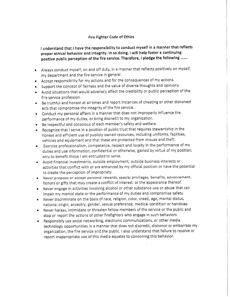 Code of Ethics « Okaloosa Island Fire Department